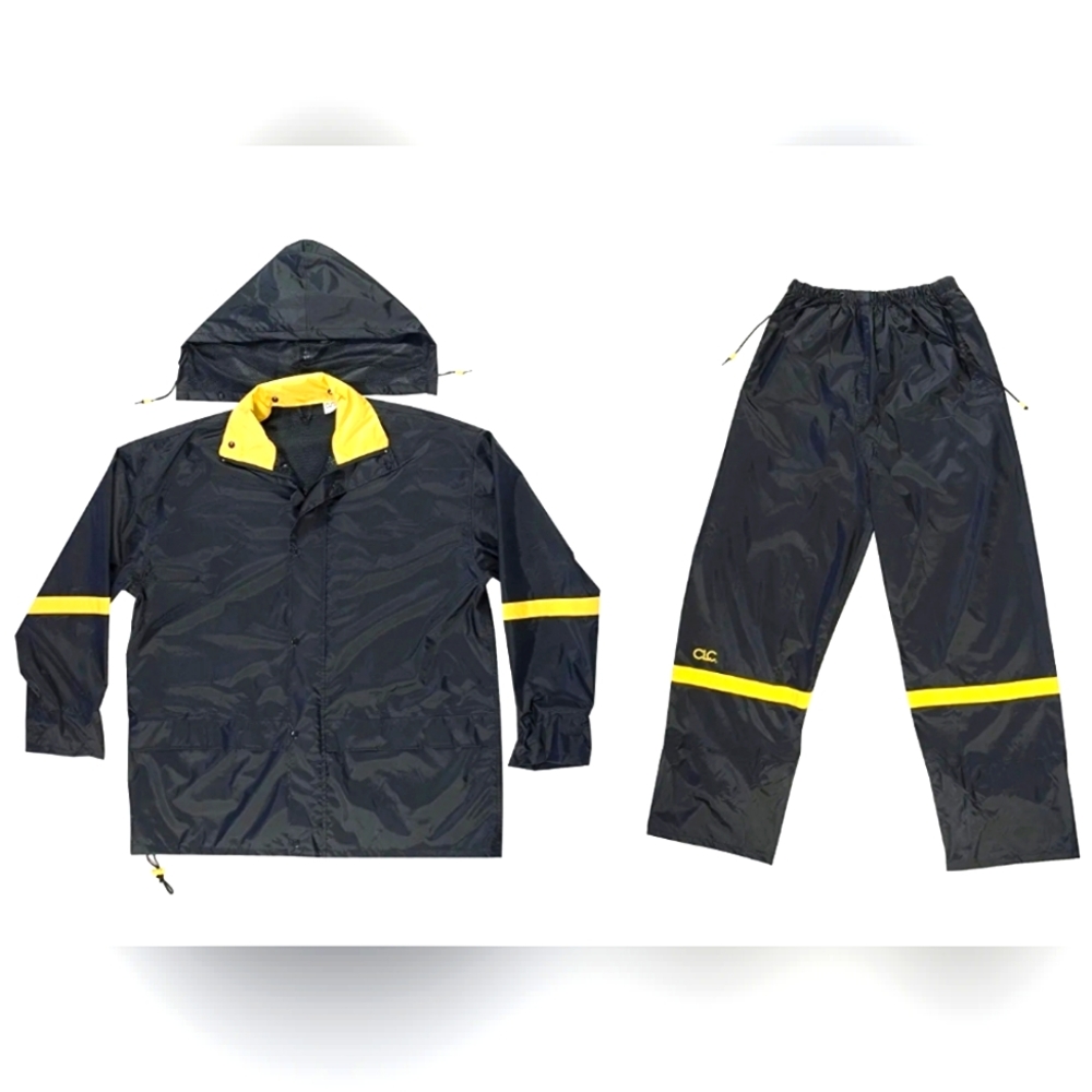 Piece Black Nylon Rain Suit,No R103M,  CUSTOM LEATHERCRAFT, 3PK Size M